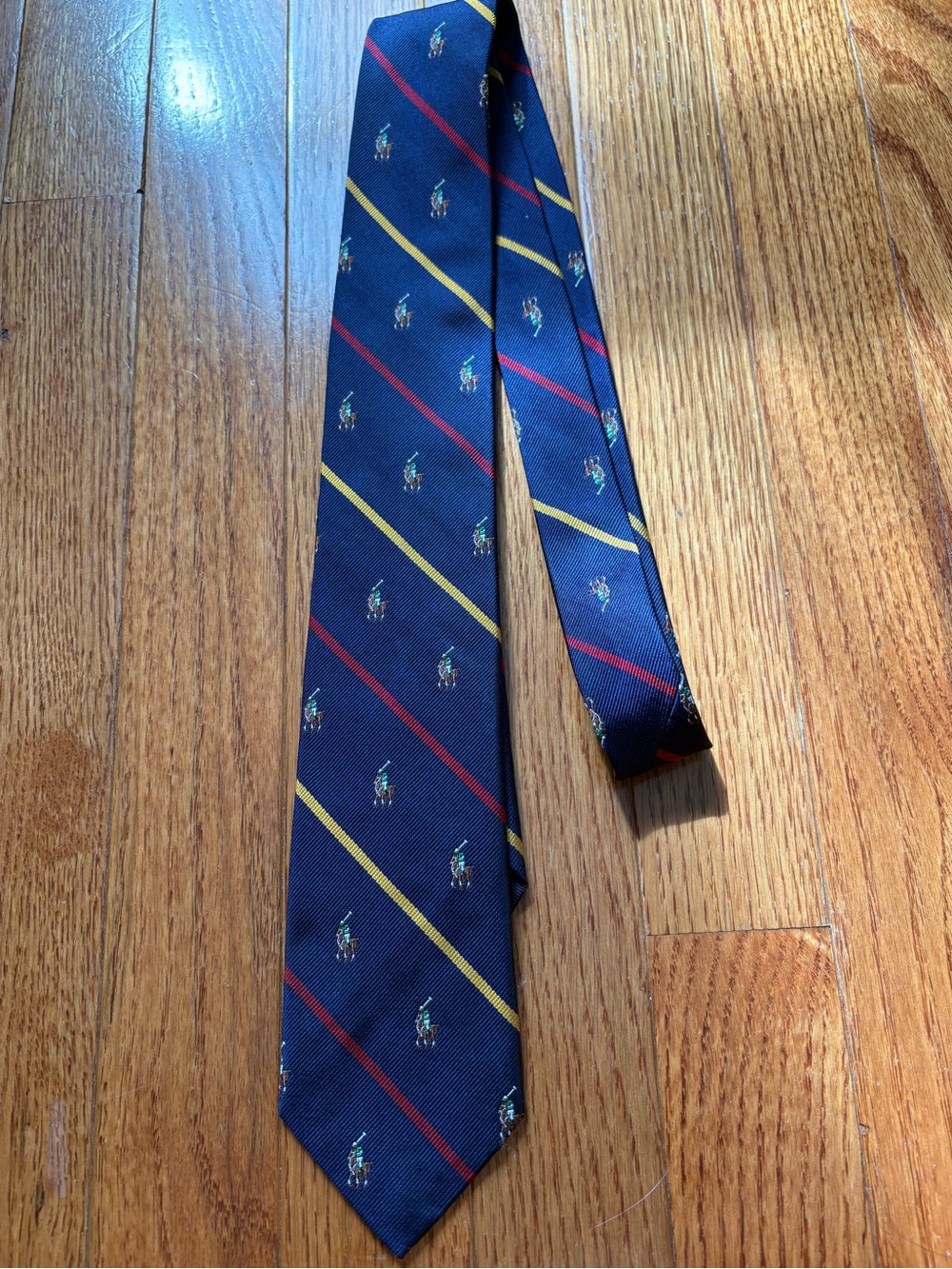 Polo Ralph Lauren Men’s Navy Tie Red Yellow Stripes Pony Logo Italy